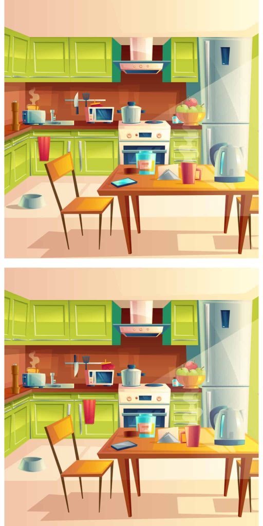 Défi visuel 10 différences entre les deux cuisines