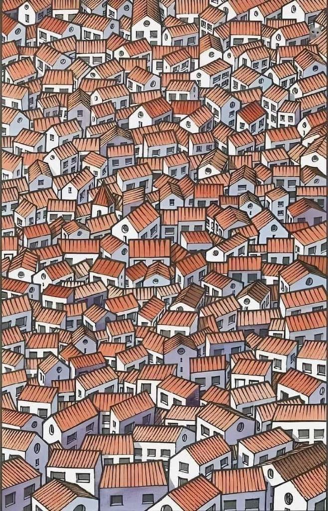 trouver le chat parmi les maisons